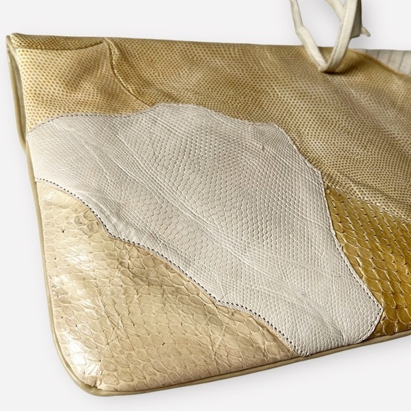 Carlo Fiori Italy Clutch Envelope Bag Genuine Snakeskin & Iguana Patchwork 13x7 - Picture 11 of 14